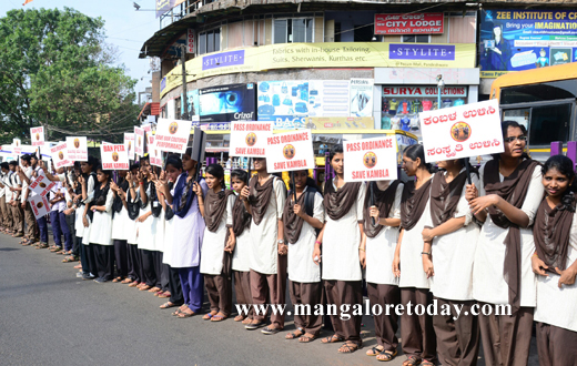 stuents  protest against Kambla ban in Mangalore